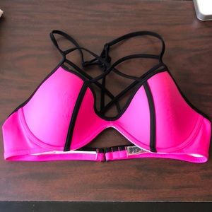 PINK cross-front bikini top